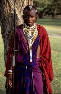 Masajský hlídač stád